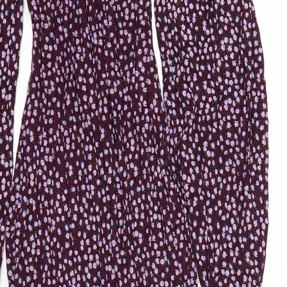 Missguided Womens Purple Floral Viscose Bodycon Size 4 Square Neck Pullover