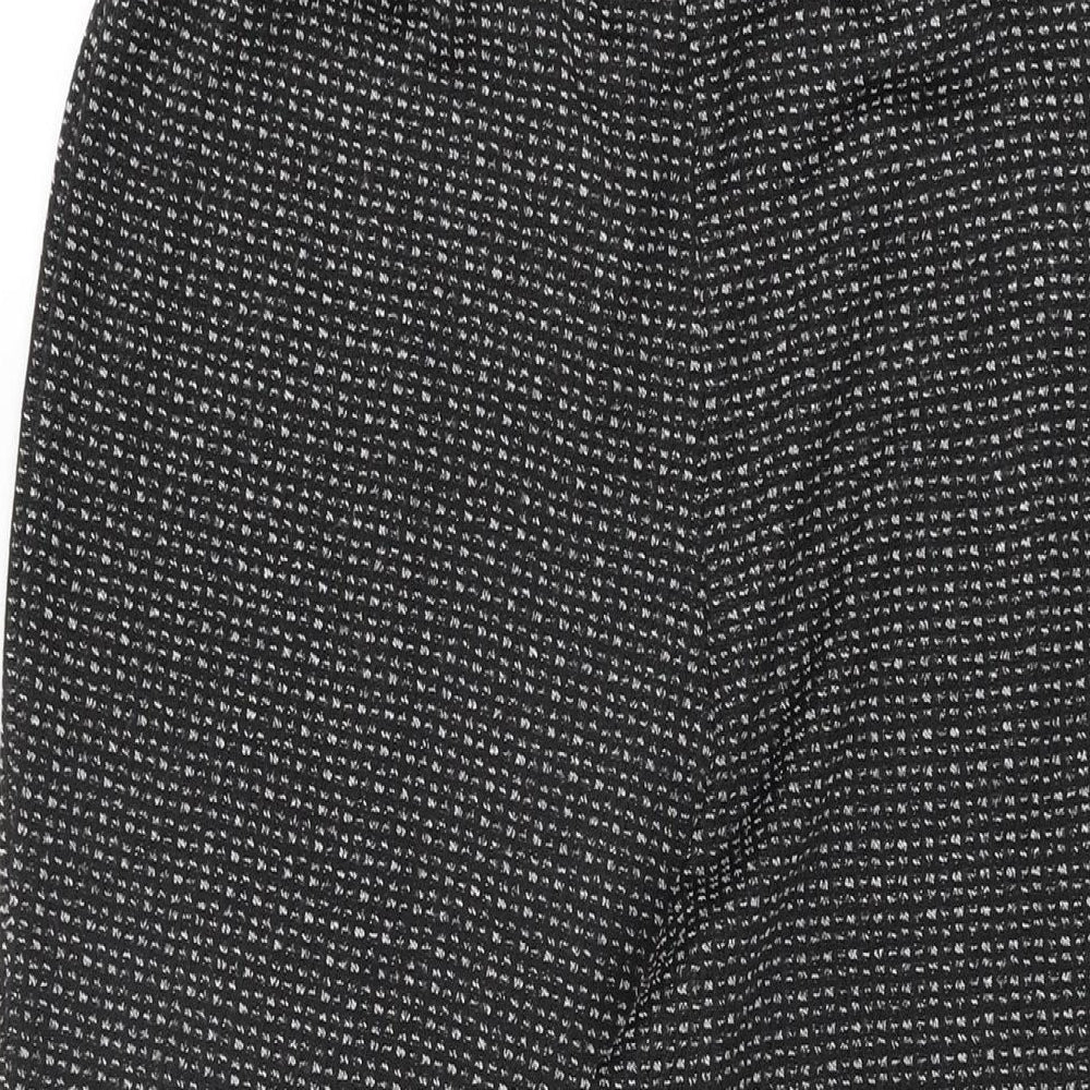 Bonmarché Womens Black Geometric Viscose Trousers Size 16 L25.5 in Regular