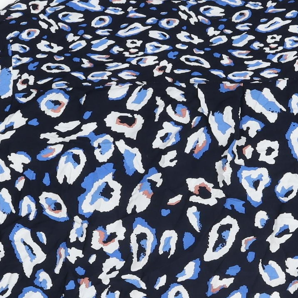 Cecil Womens Blue Animal Print Viscose Basic T-Shirt Size L V-Neck
