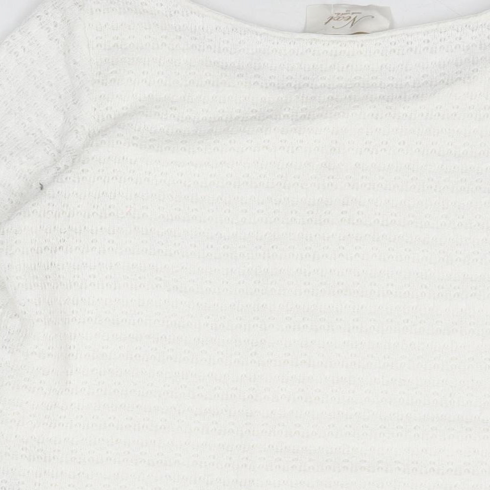 NEXT Womens White Polyester Basic T-Shirt Size 12 Round Neck