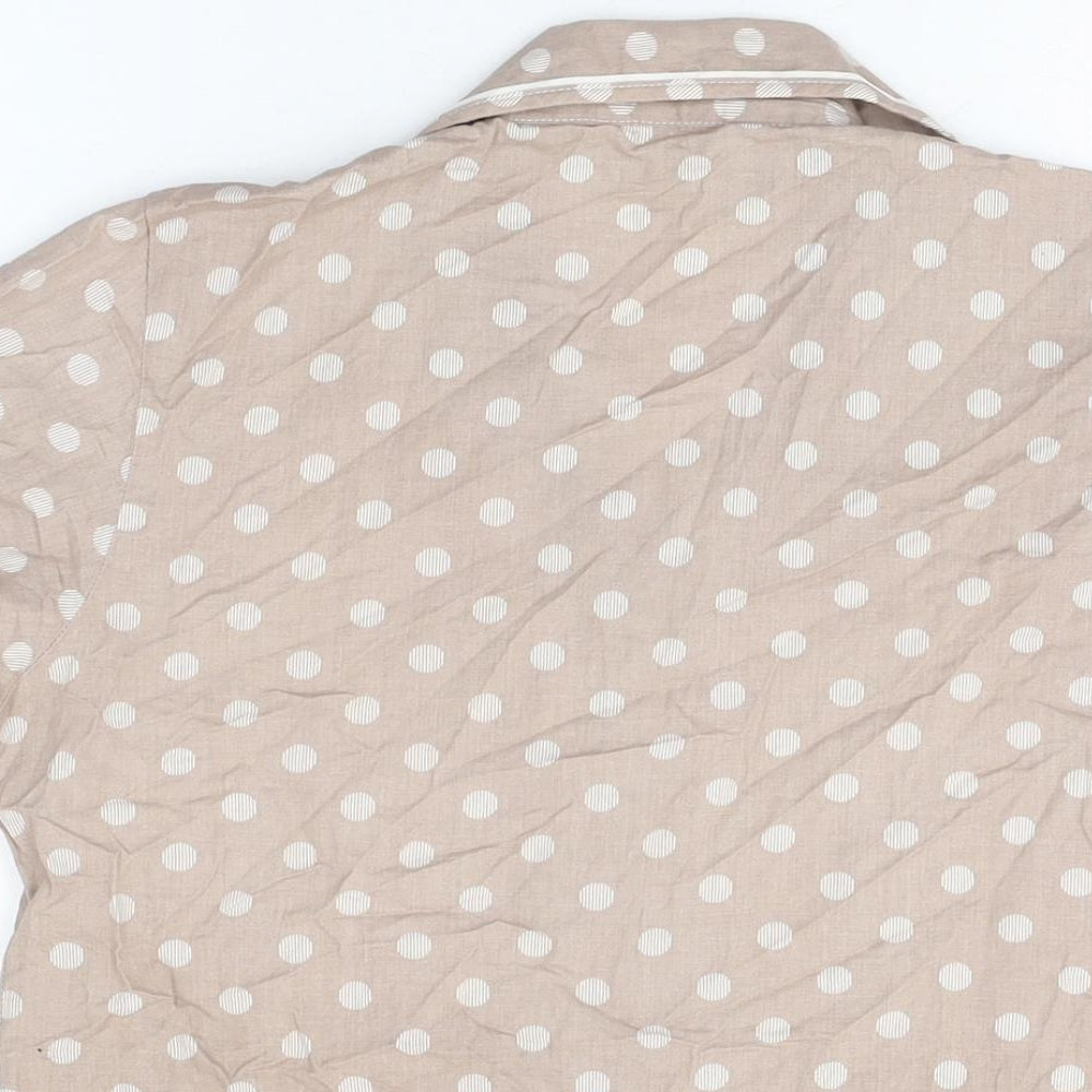 Marks & Spencer Womens Brown Polka Dot Cotton Top Pyjama Top Size 8 Button
