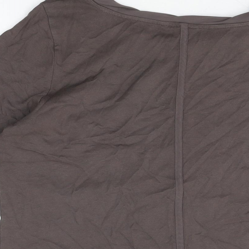 Per Una Womens Grey Cotton Basic T-Shirt Size 12 Round Neck