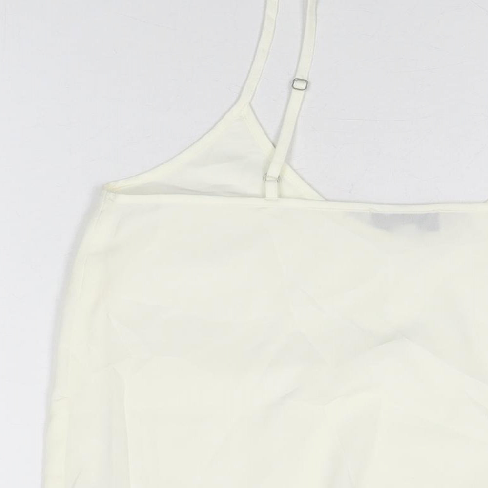 Topshop Womens White Polyester Camisole T-Shirt Size 6 Round Neck