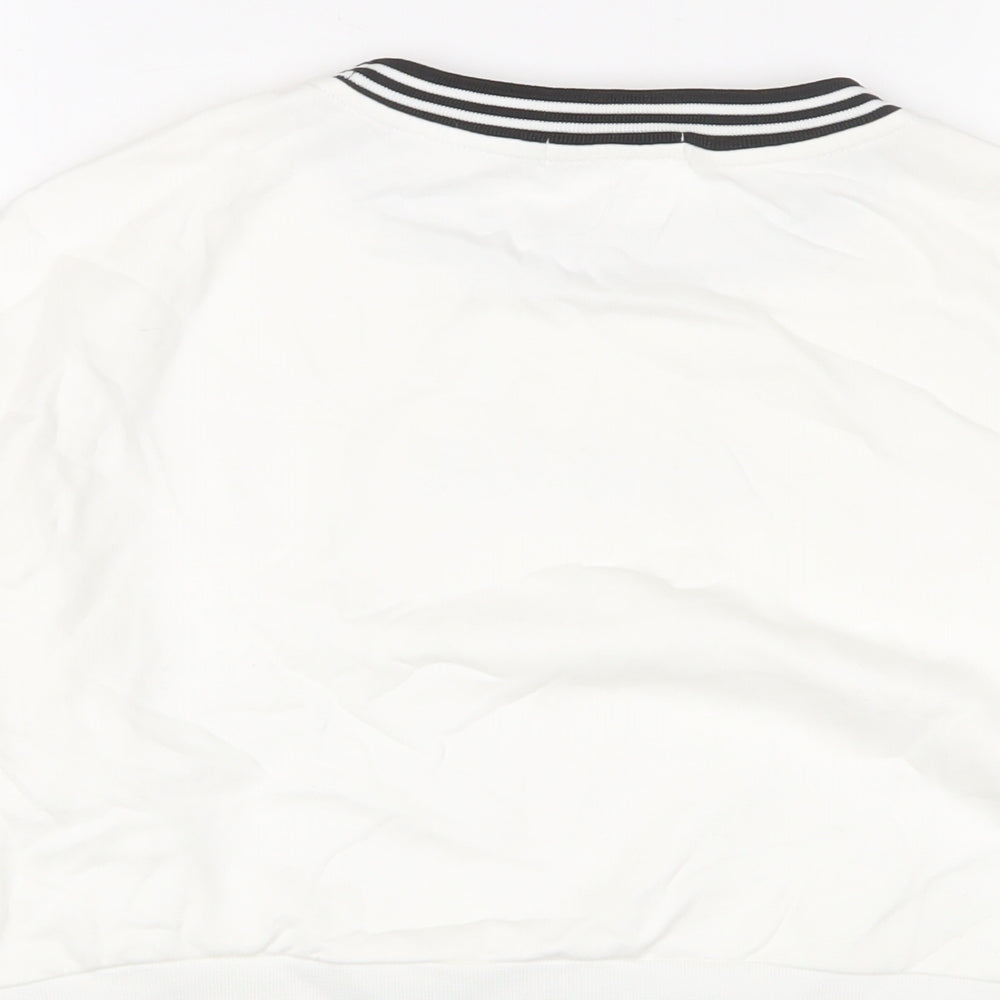 Mango Womens White Cotton Pullover Sweatshirt Size M Pullover - Single Soul