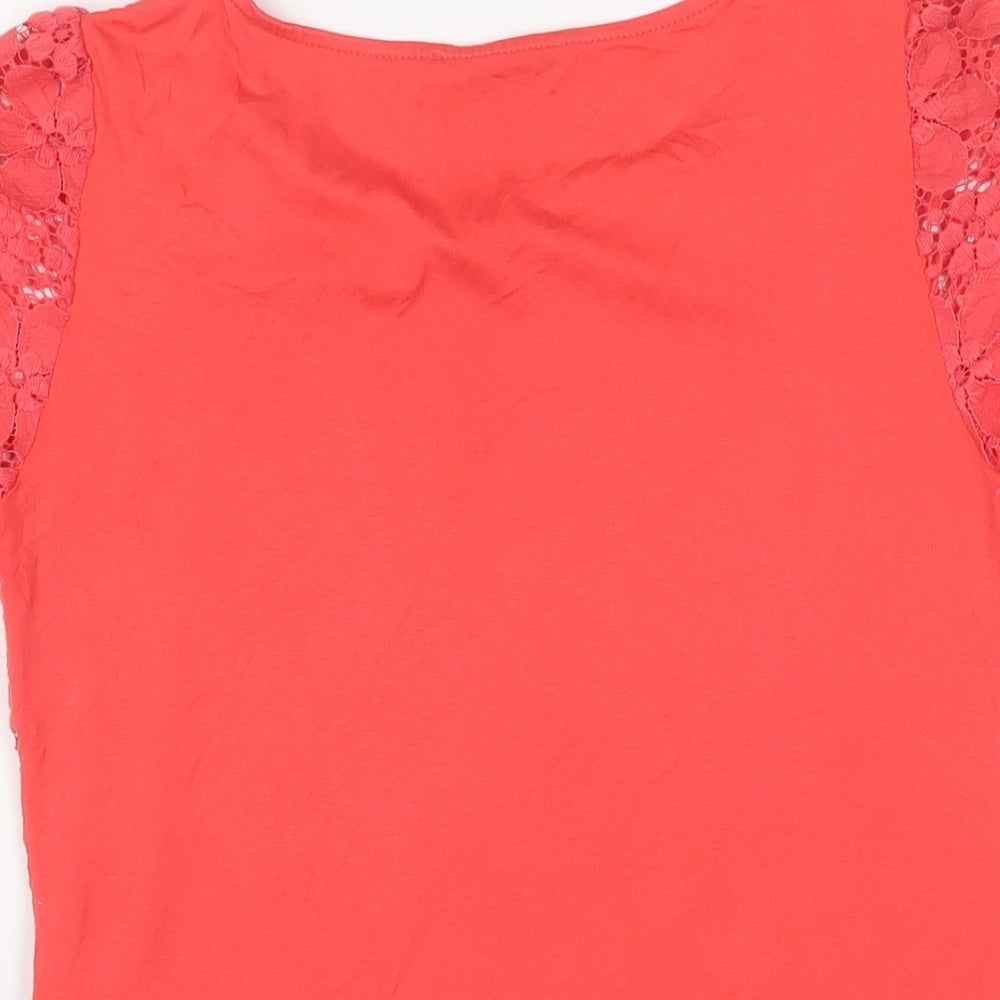 Oasis Womens Pink Polyamide Basic T-Shirt Size S Crew Neck
