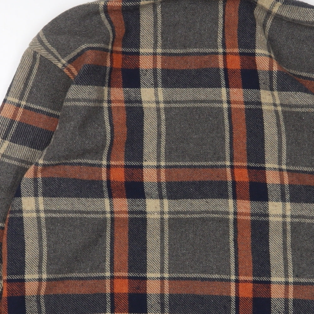 Native Youth Mens Multicoloured Plaid Cotton Button-Up Size S Collared Button