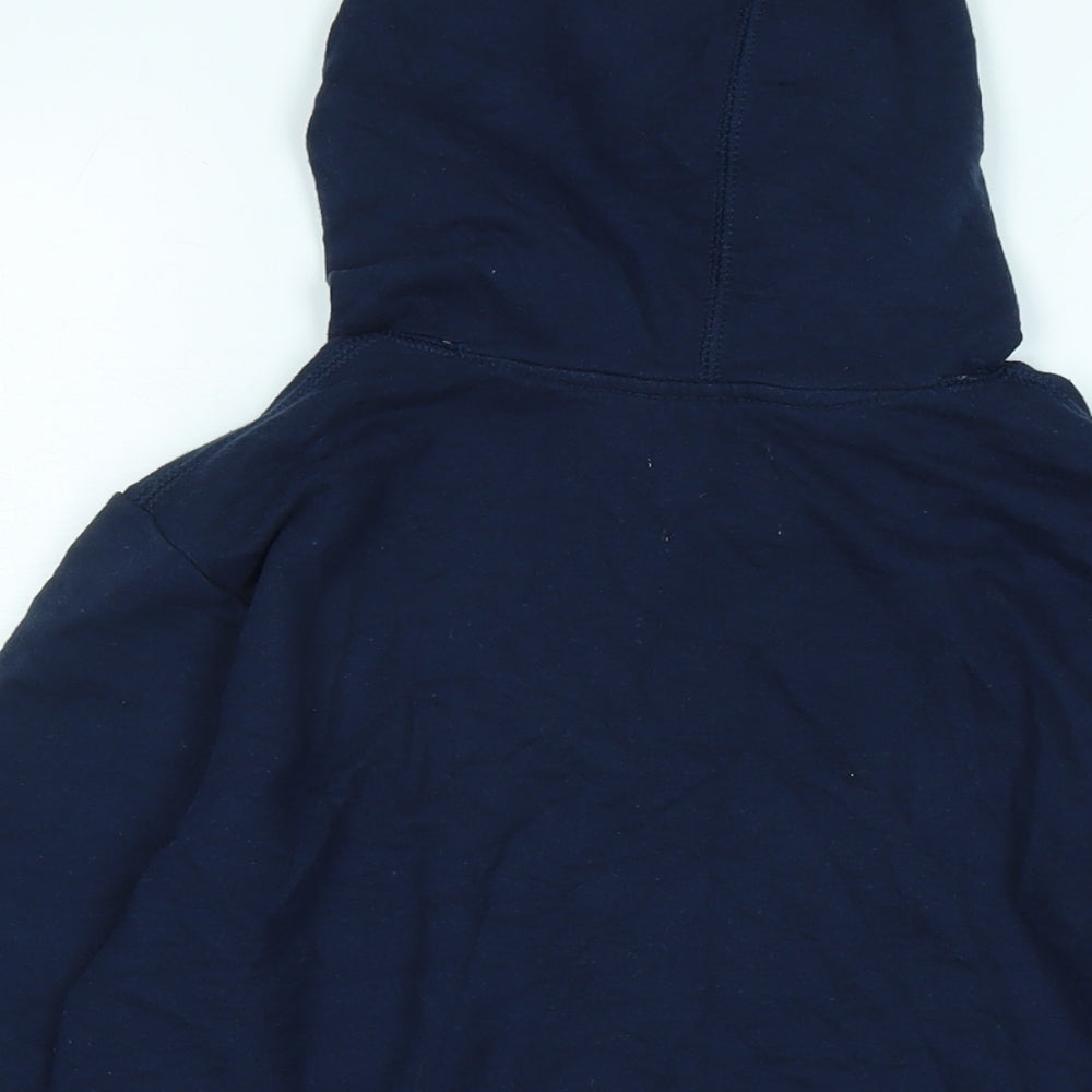 Anvil Womens Blue Cotton Pullover Hoodie Size M - Logo
