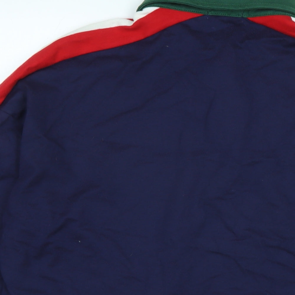 Cooperative Womens Blue Cotton Cropped Polo Size M Collared - Logo