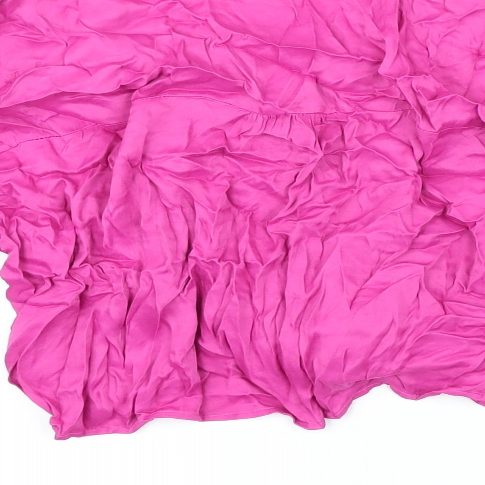 Berksha Womens Pink Viscose Cropped Blouse Size L Collared