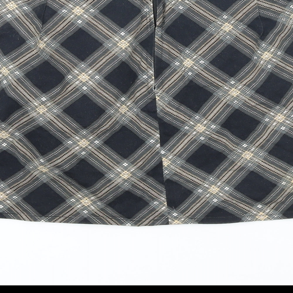 Motel Rocks Womens Ivory Check Cotton Mini Skirt Size XS Zip
