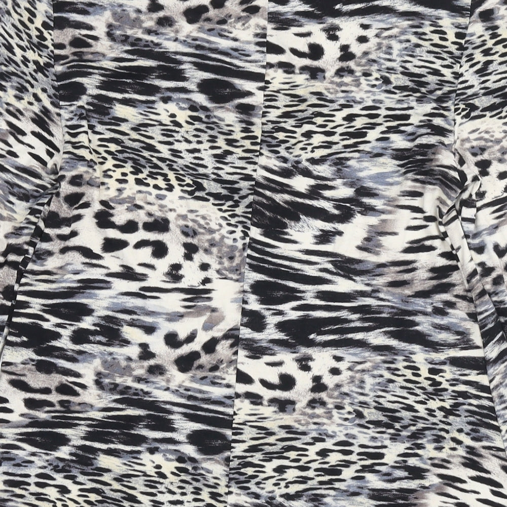 Marks & Spencer Womens Grey Animal Print Viscose Basic Blouse Size 8 Round Neck - Leopard Print