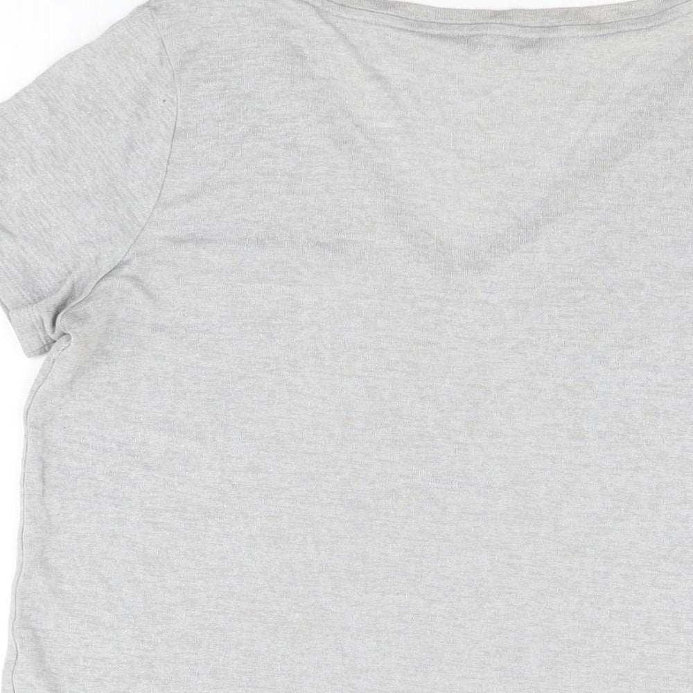 NEXT Womens Grey Viscose Basic T-Shirt Size 12 V-Neck