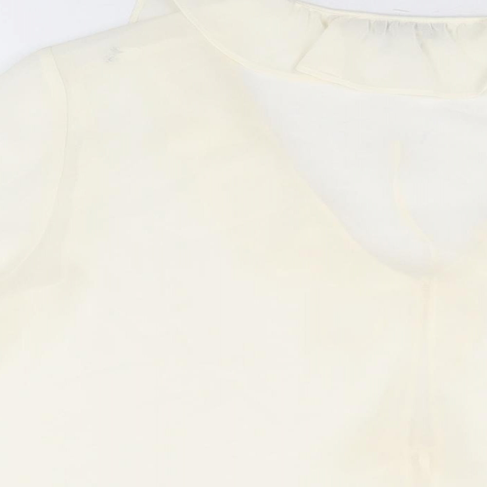 Marks & Spencer Womens Ivory Polyester Basic Blouse Size 16 V-Neck