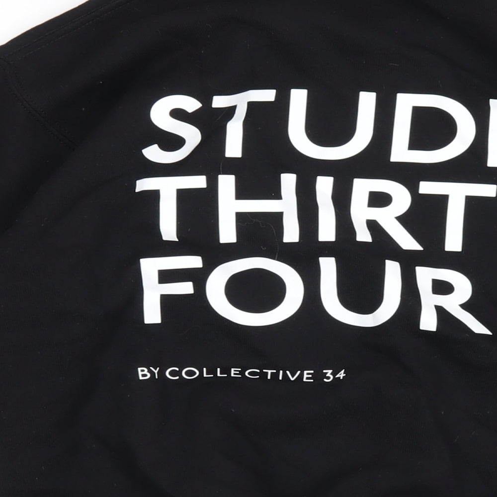 Studio Thirty Four Womens Black Cotton Pullover Sweatshirt Size S Pullover
