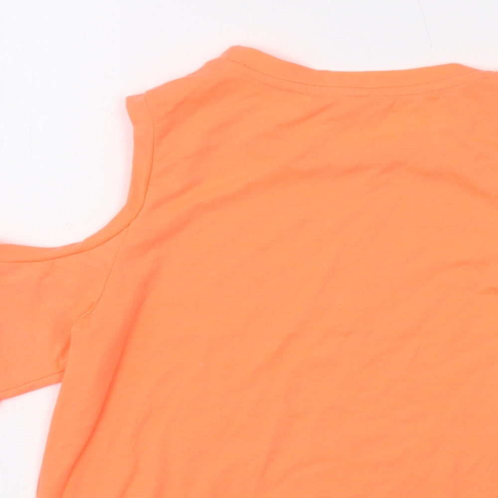 River Island Womens Orange Polyester Basic T-Shirt Size 10 Crew Neck