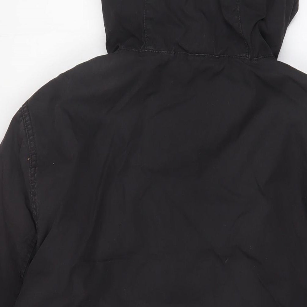 H&M Mens Black Quilted Coat Size M Zip