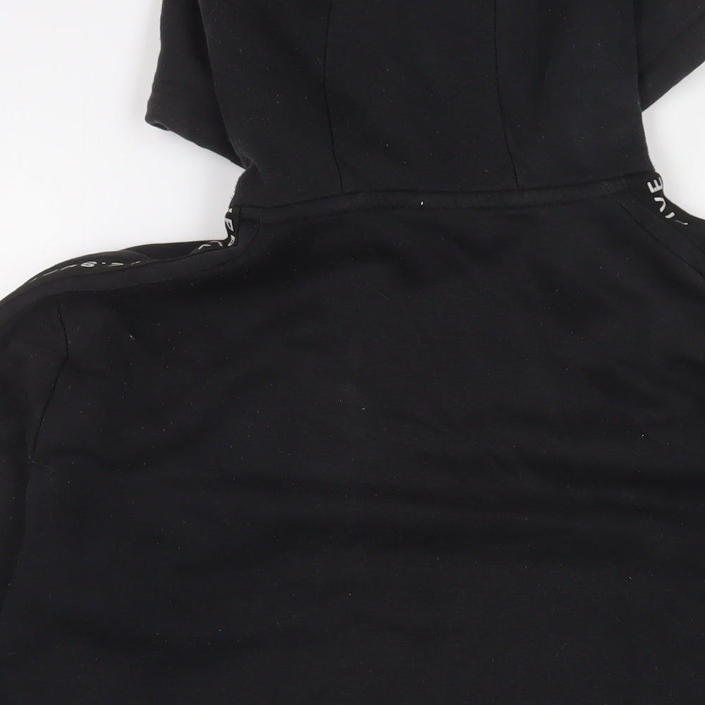 FIVE Mens Black Cotton Pullover Hoodie Size M - Embroidered