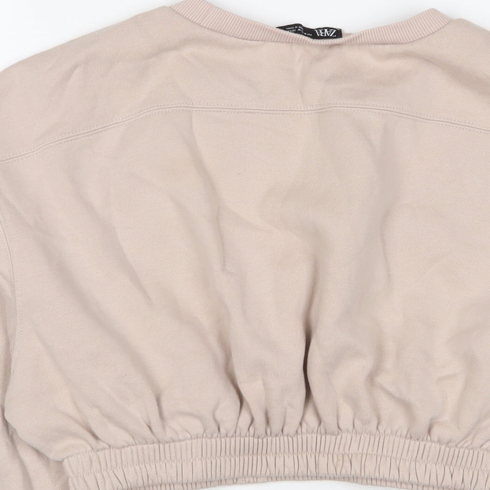 Zara Womens Pink Cotton Pullover Sweatshirt Size M Pullover