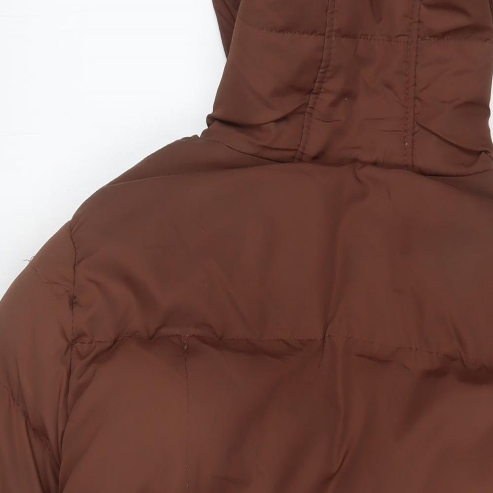 Threadbare Womens Brown Puffer Jacket Coat Size 6 Zip