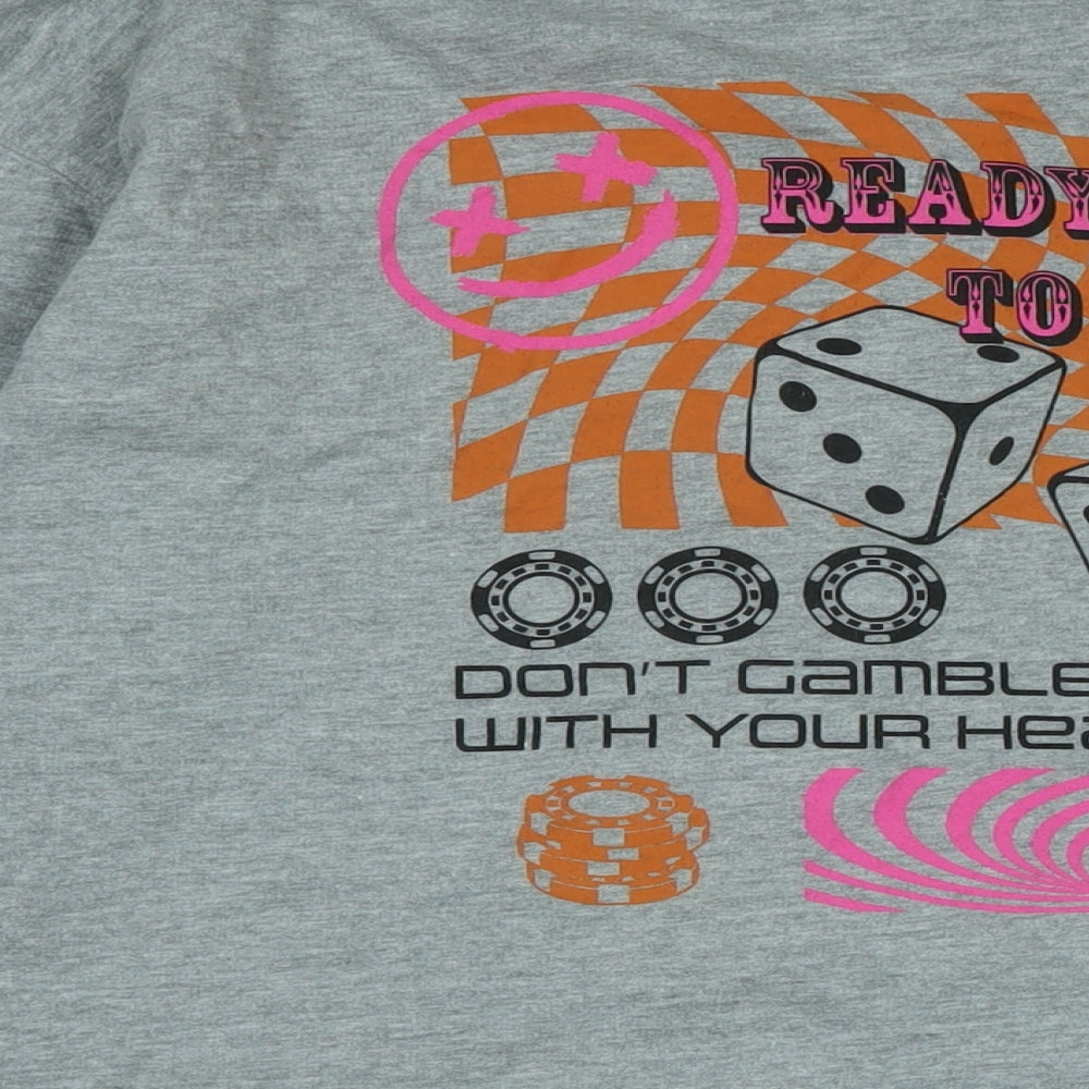 Spotted Mens Grey Polyester Pullover Sweatshirt Size M - Ready to Roll