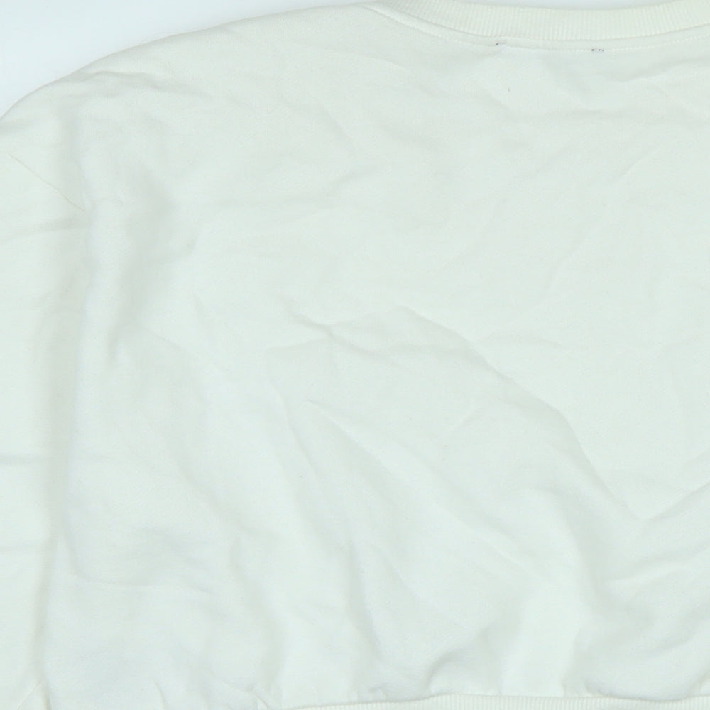 Zara Womens White Polyester Pullover Sweatshirt Size S - Glitter beading
