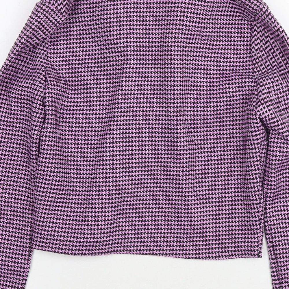 Zara Womens Purple Herringbone Polyester Basic Blouse Size XS Collared