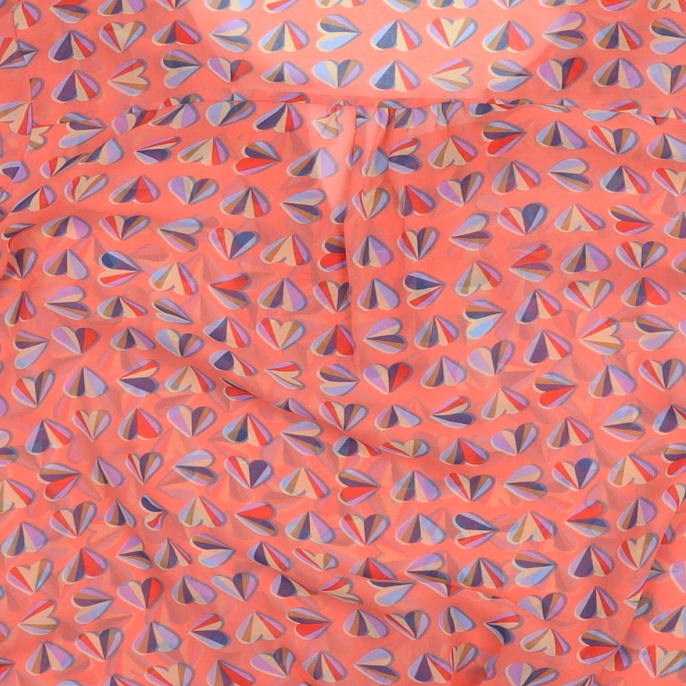 NEXT Womens Red Geometric Polyester Basic Blouse Size 6 V-Neck