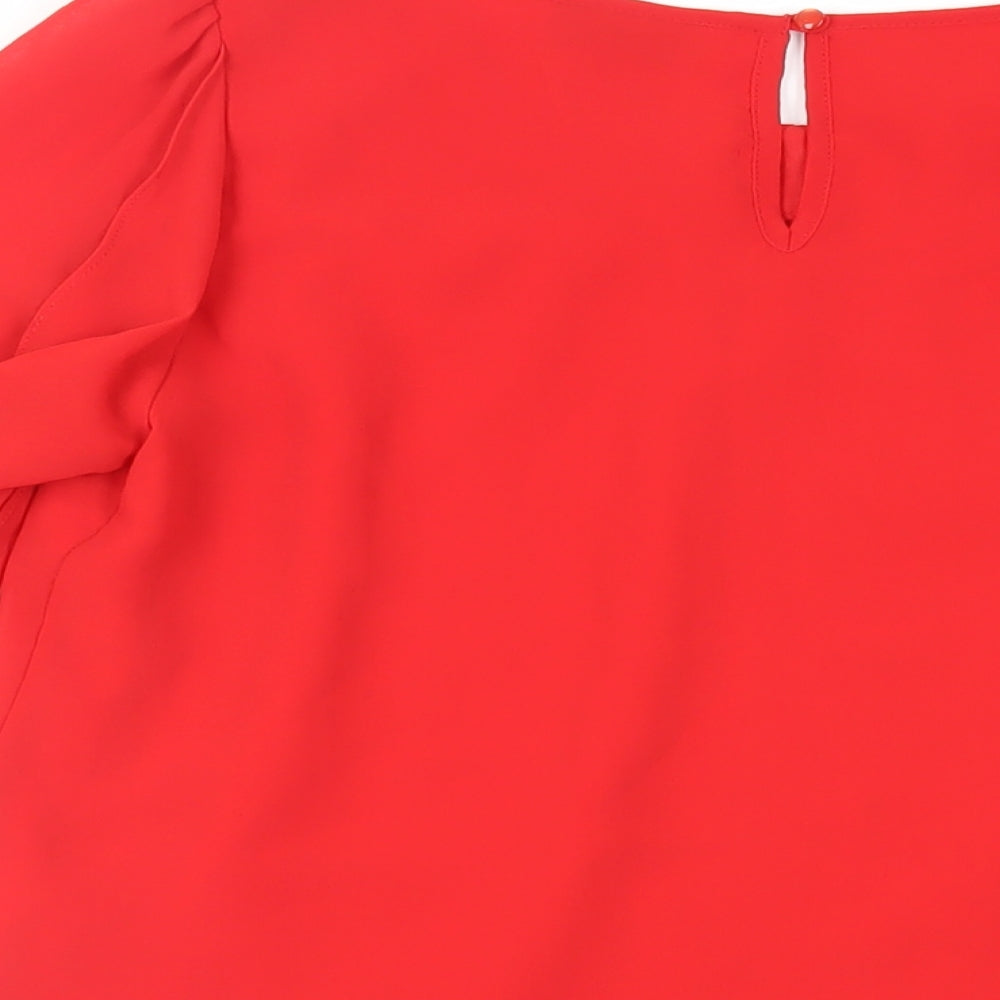 Wallis Womens Red Polyester Basic Blouse Size S Boat Neck