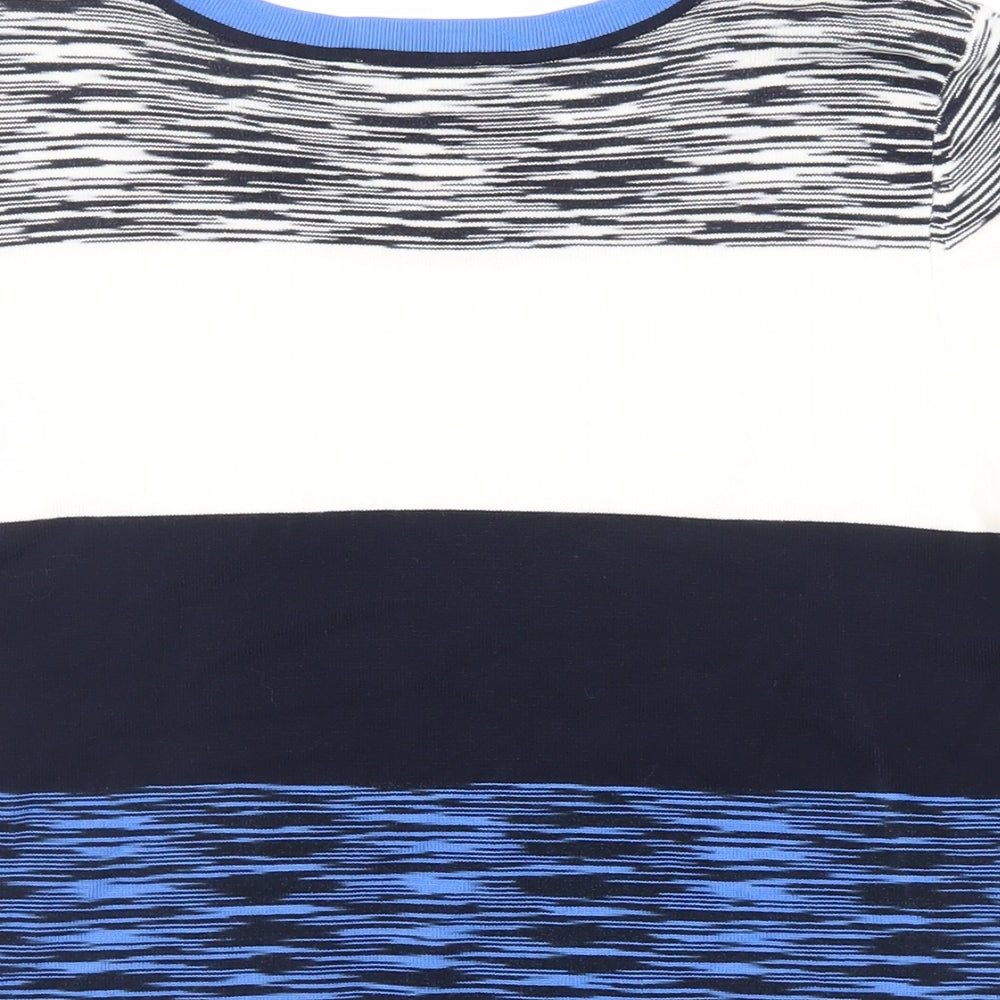 Country Casuals Womens Blue Round Neck Striped Viscose Pullover Jumper Size L