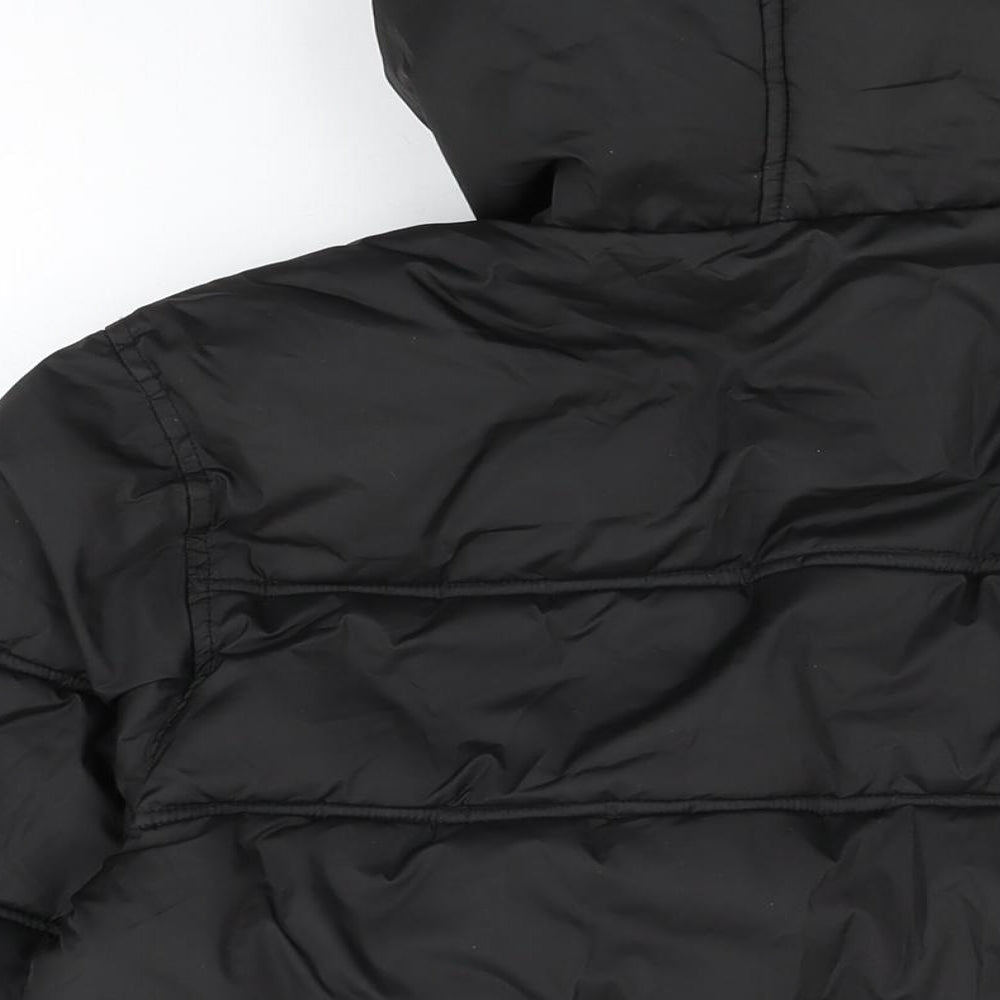 Threadbare Mens Black Puffer Jacket Coat Size S Zip