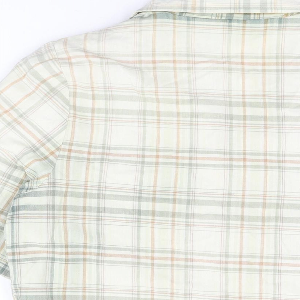 Compliments Womens White Plaid Cotton Basic Button-Up Size 14 Collared