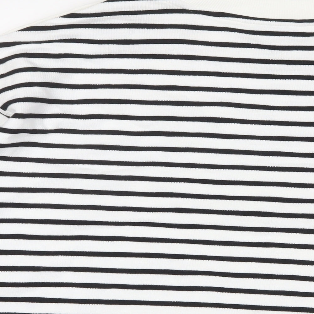 Marks & Spencer Womens White Striped Cotton Pullover Sweatshirt Size XL Pullover - Buttons