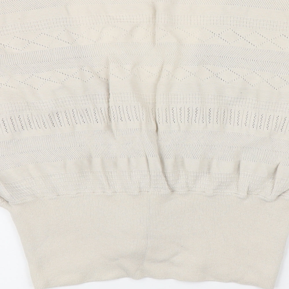 FatFace Womens Beige V-Neck 100% Cotton Cardigan Jumper Size 16