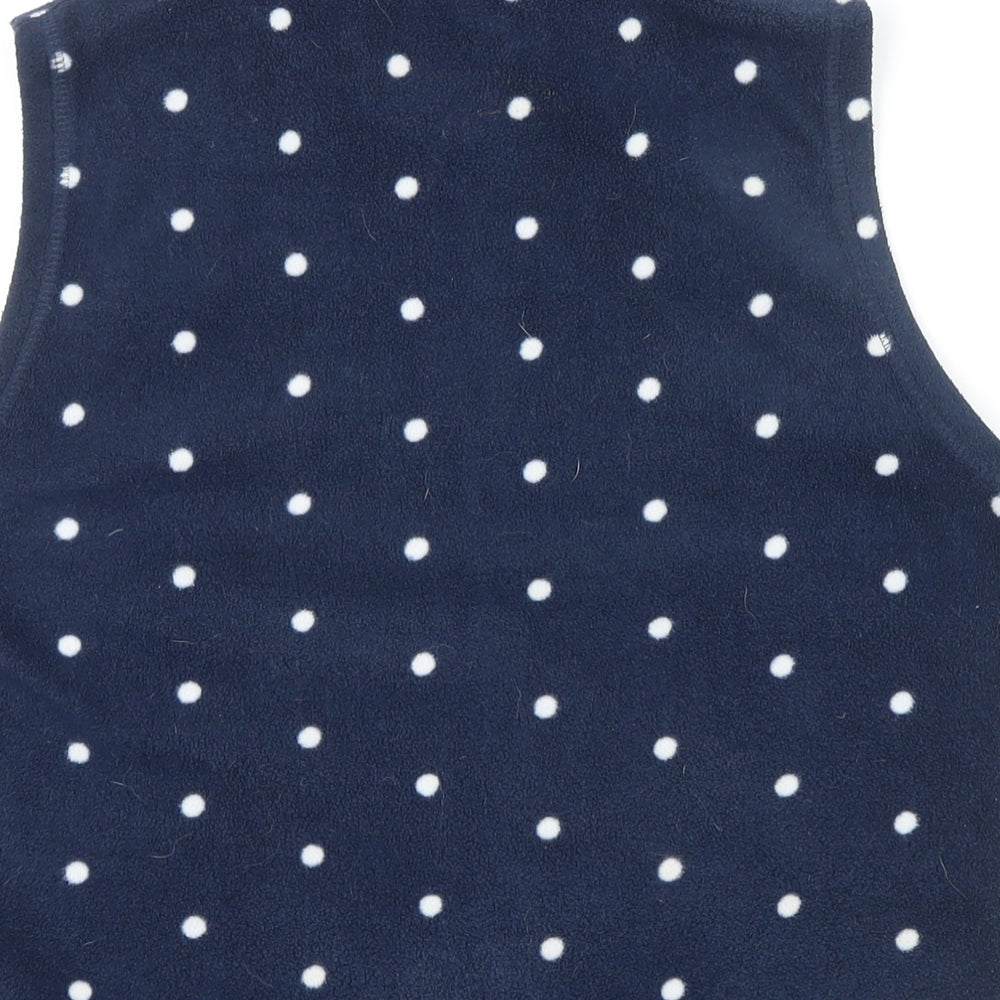 Isle Womens Blue Polka Dot Gilet Waistcoat Size S Zip