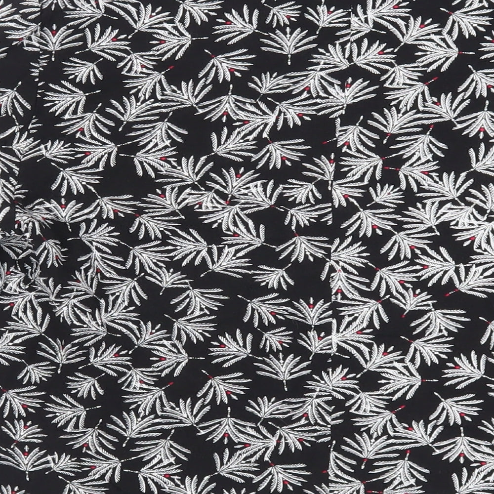 VILA Womens Black Floral Viscose Kimono Blouse Size 10 V-Neck - Open