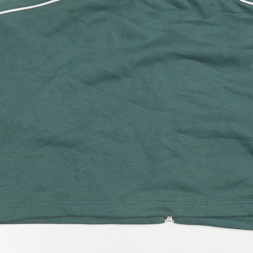 Blue Vanilla Womens Green Cotton Full Zip Hoodie Size M Zip - Cropped