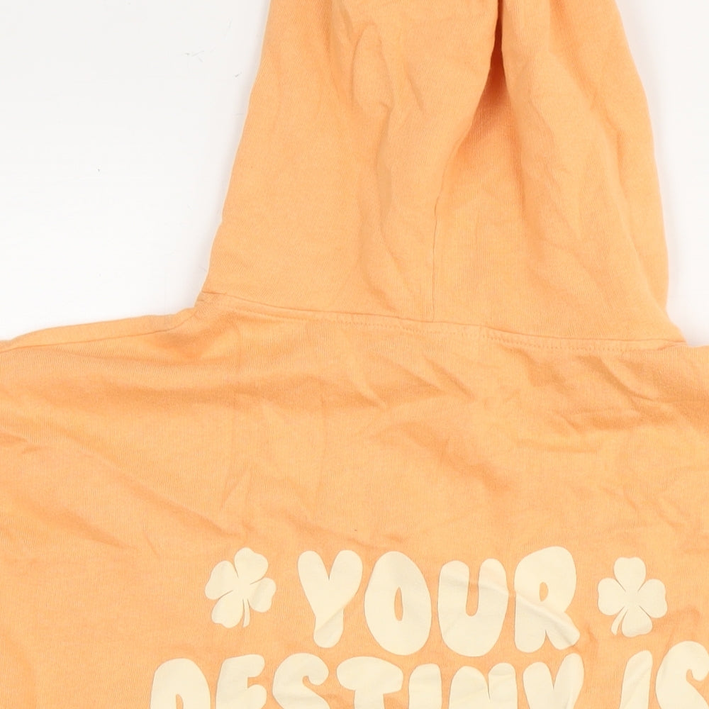 Pull&Bear Womens Orange Cotton Pullover Hoodie Size S Pullover - Believing you're lucky
