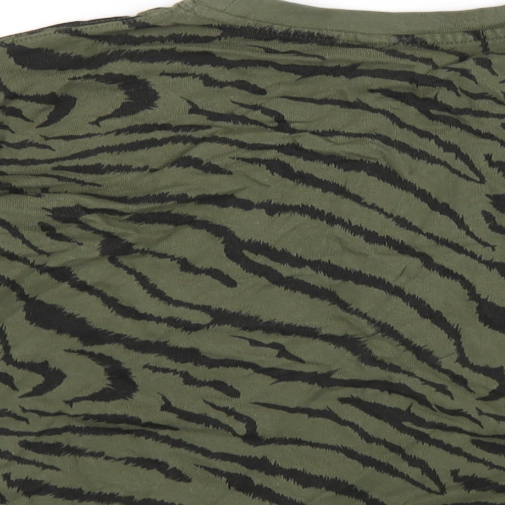 John Lewis Womens Green Animal Print Cotton Pullover Sweatshirt Size S Pullover