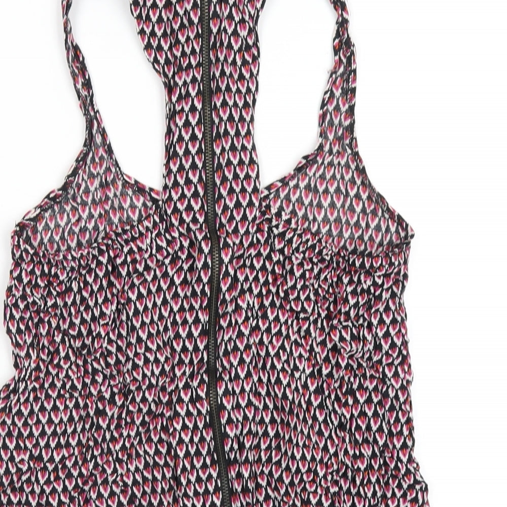 Zara Womens Multicoloured Geometric Viscose Basic Tank Size S Scoop Neck