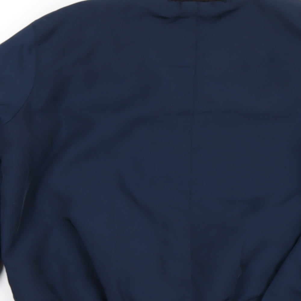 Miss Selfridge Womens Blue Bomber Jacket Coat Size 4 Zip