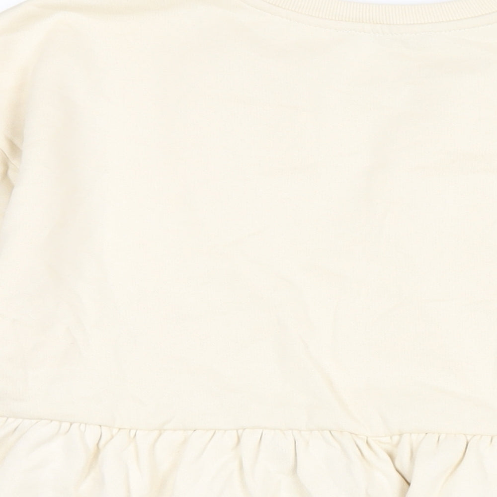 Zara Womens Ivory Cotton Pullover Sweatshirt Size M Pullover