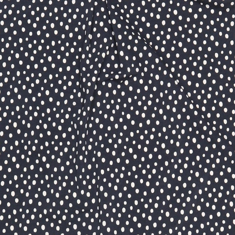 Next Womens Blue Polka Dot Polyester A-Line Size 16 Round Neck Button