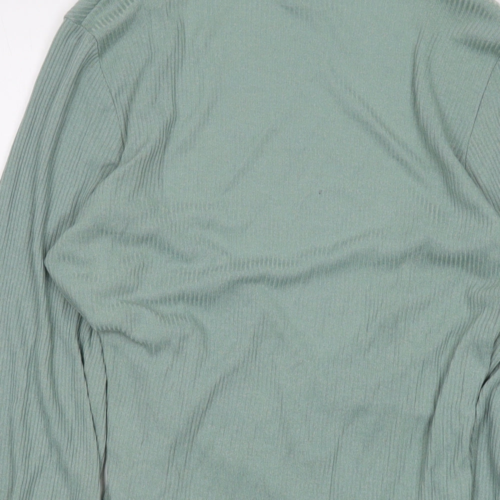 Topshop Womens Green Viscose Wrap Blouse Size L V-Neck