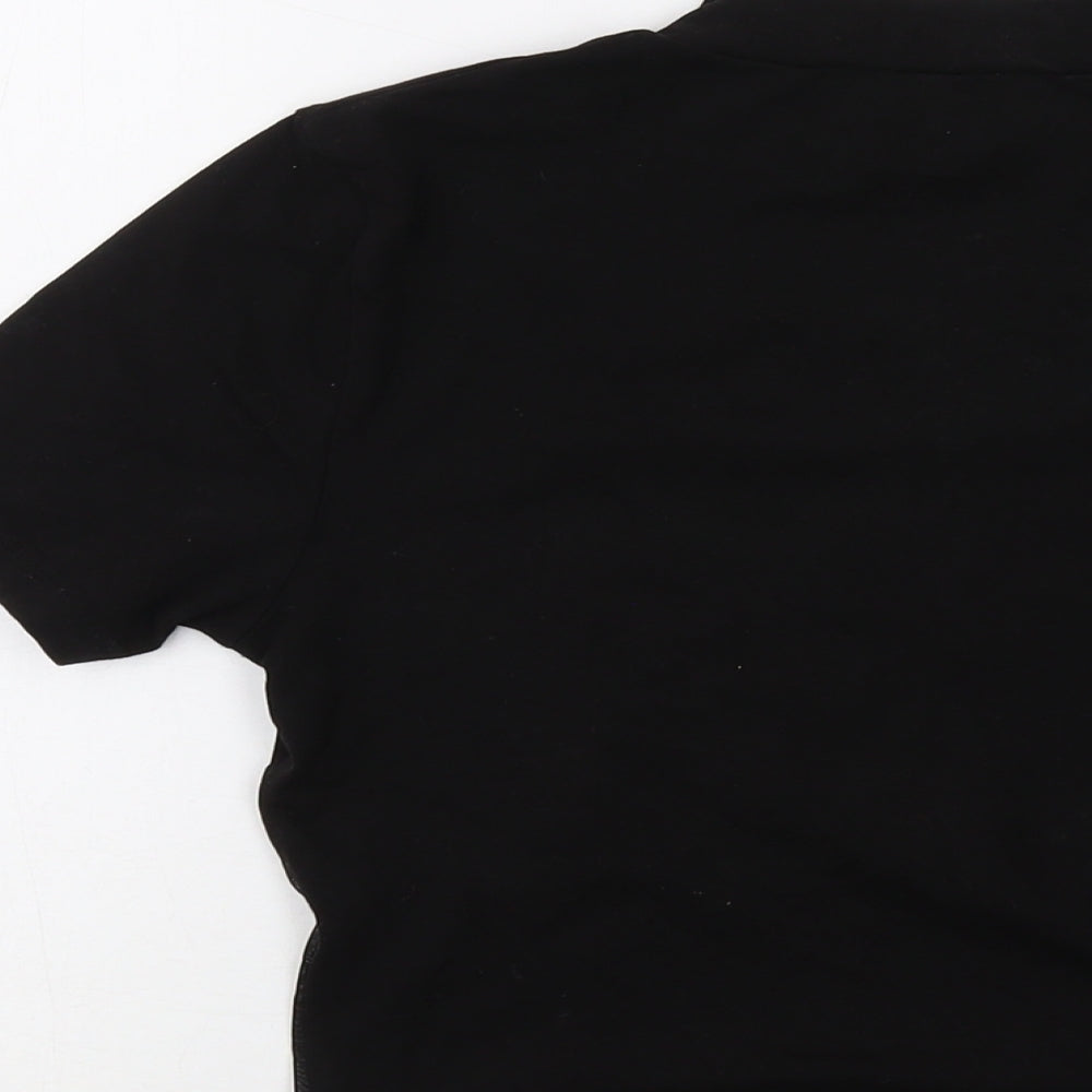 NA-KD Womens Black Polyester Cropped T-Shirt Size S Mock Neck