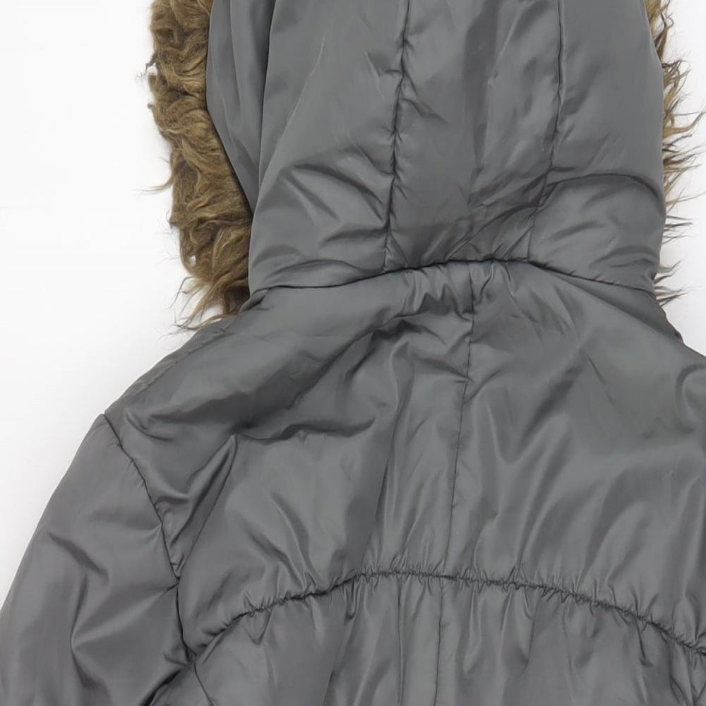 NEXT Womens Grey Parka Coat Size 12 Zip