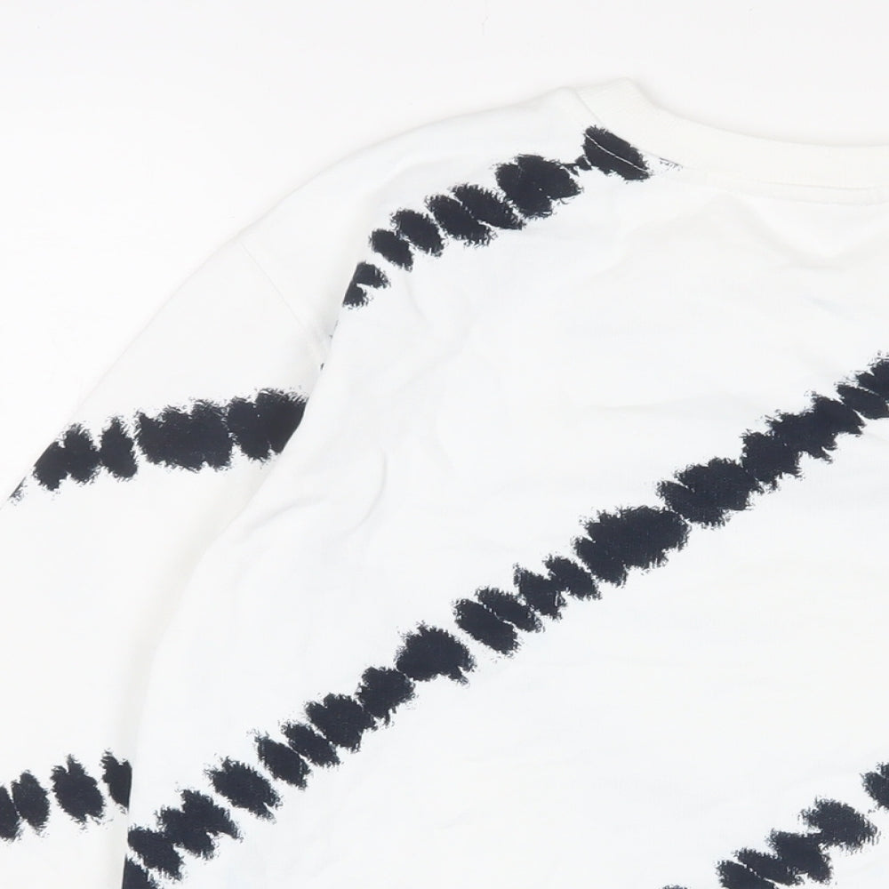 Marks & Spencer Womens White Geometric Cotton Pullover Sweatshirt Size S Pullover