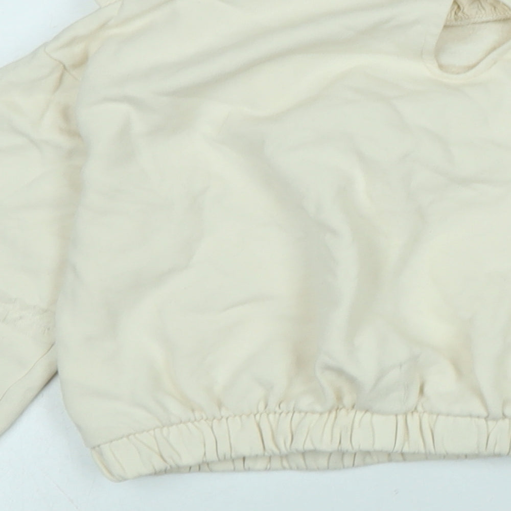 River Island Girls Beige Polyester Pullover Sweatshirt Size 9-10 Years Button