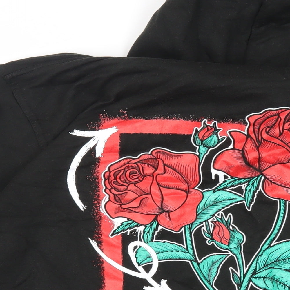 boohooMAN Mens Black Cotton Pullover Hoodie Size M - Pockets Chicago