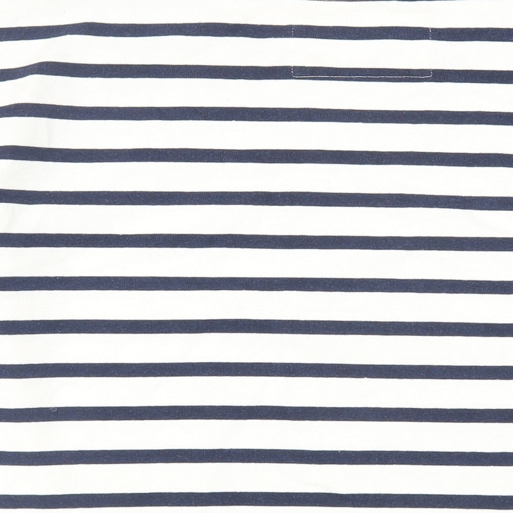 Pull&Bear Womens White Striped Cotton Pullover Sweatshirt Size S Pullover