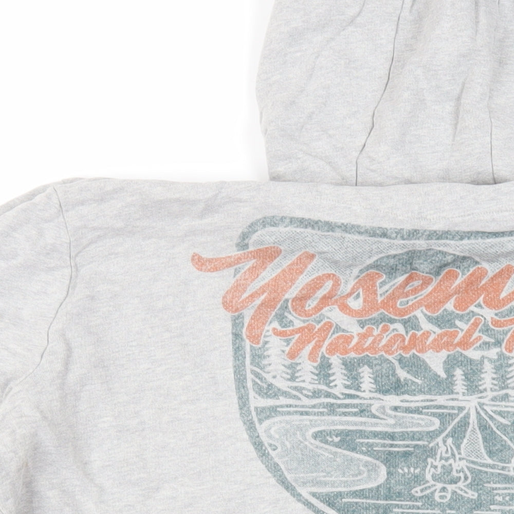 Next Mens Grey Cotton Pullover Hoodie Size L - Pockets YosemiteNational Park